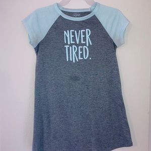Gray & Light Blue Sleeve “Never Tired” Night Gown